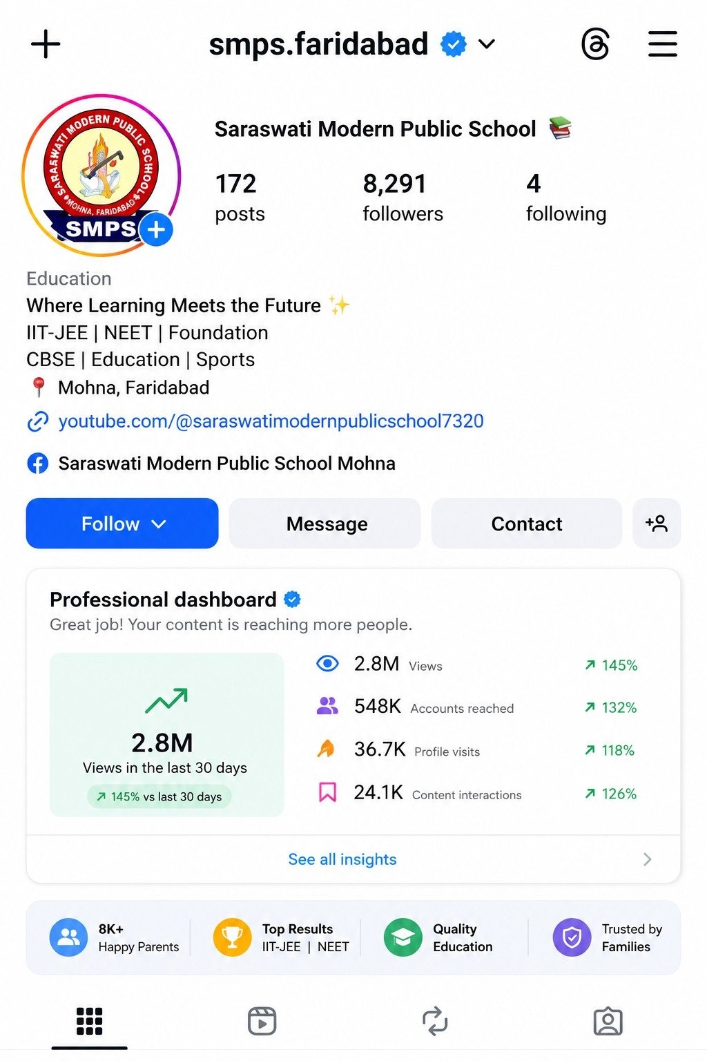 SMPS Instagram profile growth