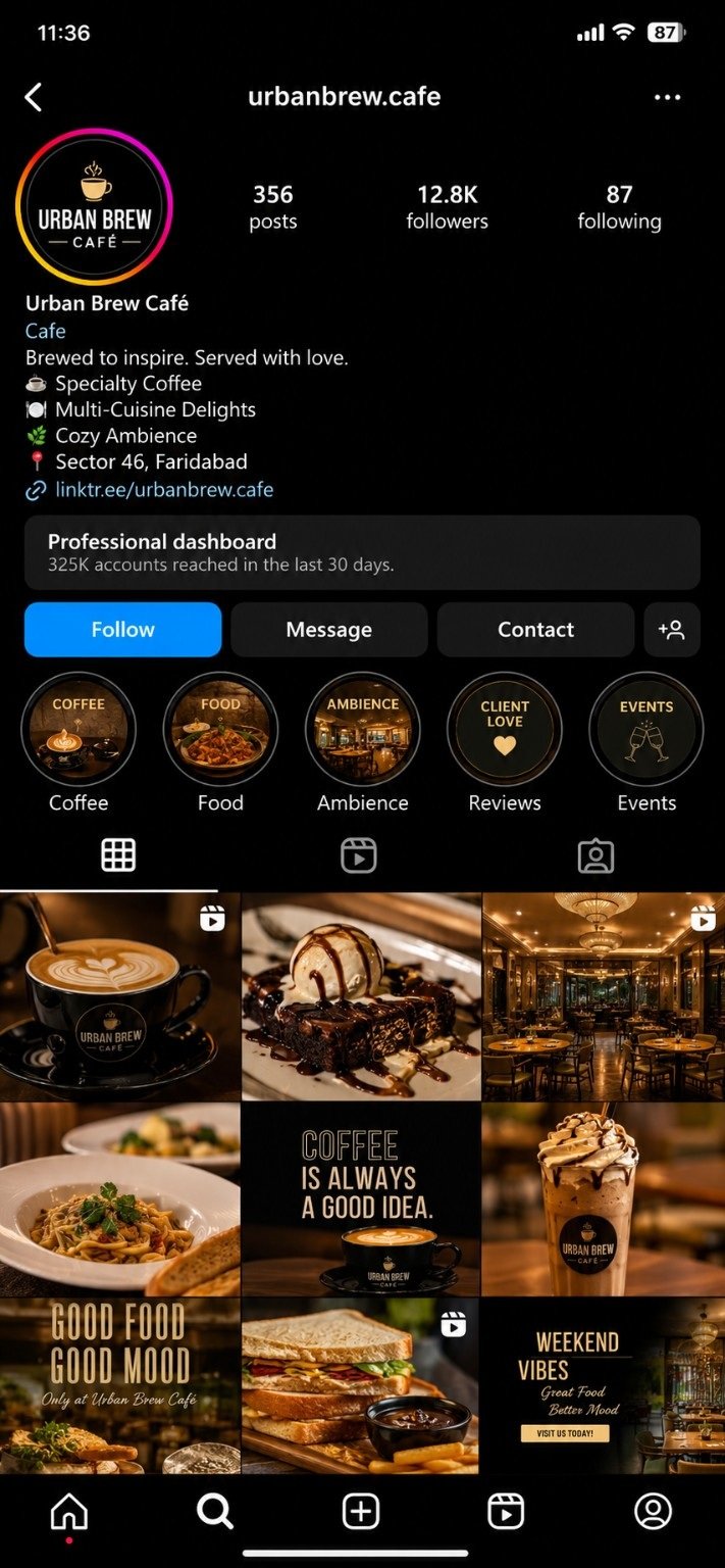 Urban Brew Café Instagram profile